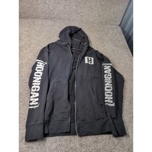 Hoonigan Mens Graphic Full Zip Hoodie Black Large Automotive Racing Sweatshirt